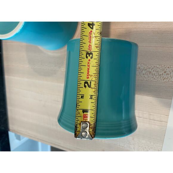 Fiesta Ceramic turquoise mugs set of two with classic ring handle USA MADE - Picture 5 of 7